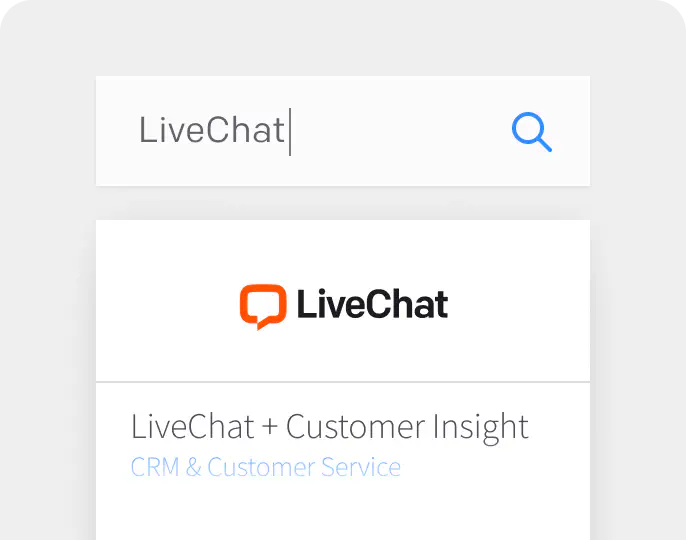 Searching LiveChat app in the BigCommerce app marketplace