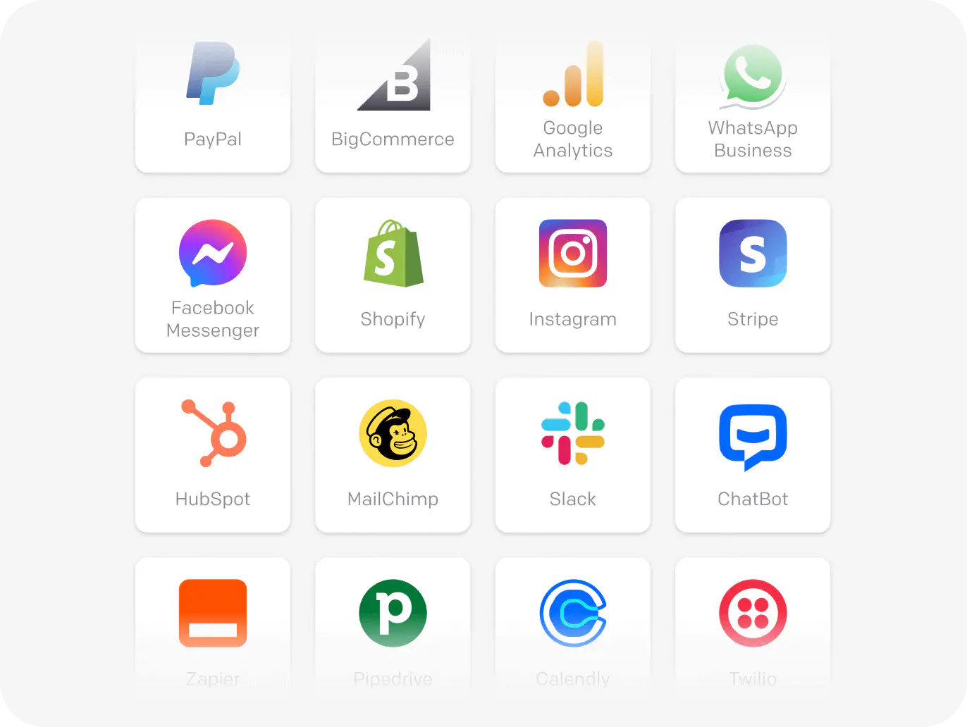 A set of LiveChat Marketplace app integrations's icons