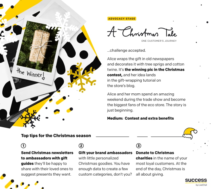 Infographic - “A Christmas Tale - One customer's journey” - Christmas season tips for ecommerce - advocacy stage