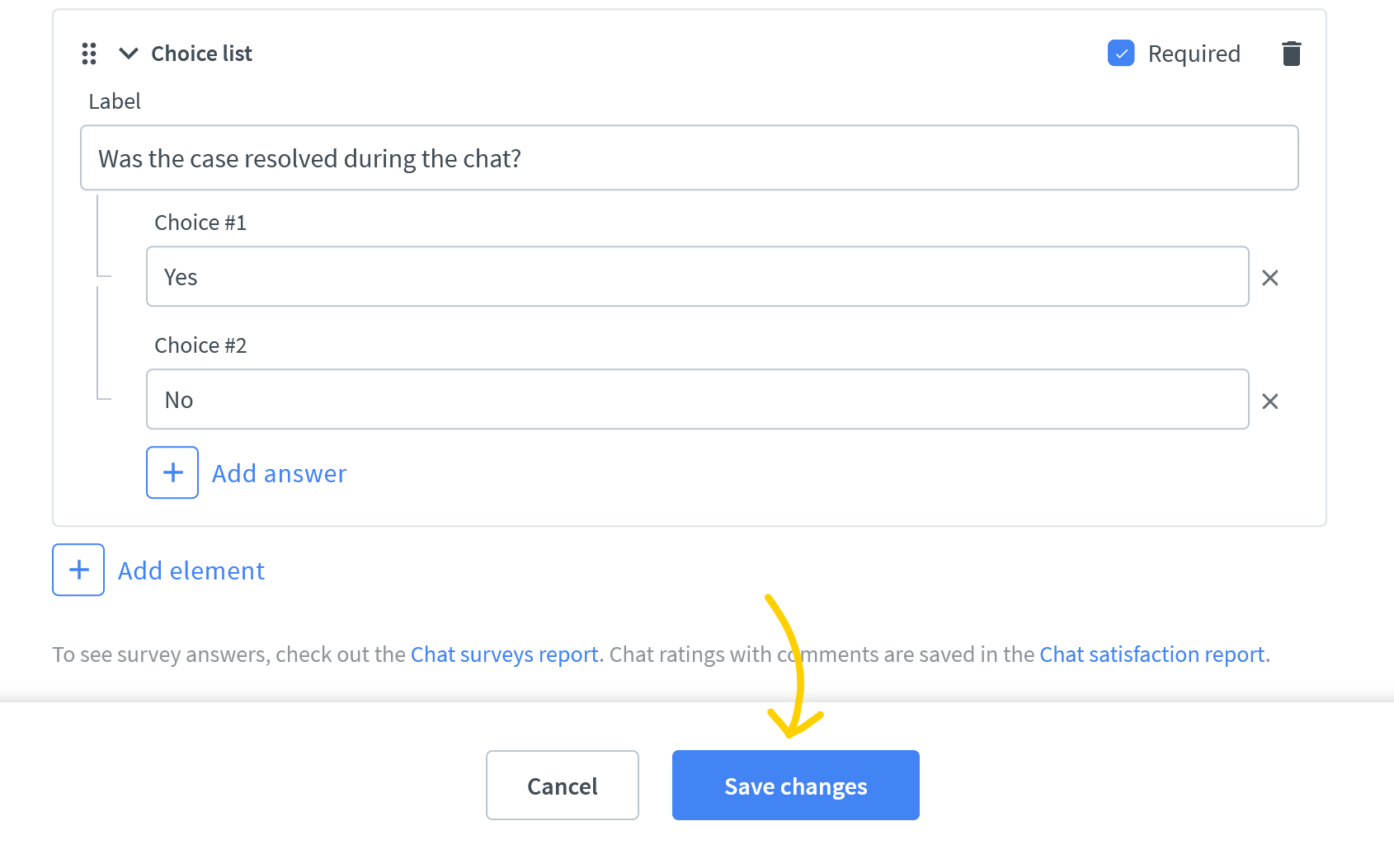 Save changes made to post-chat form