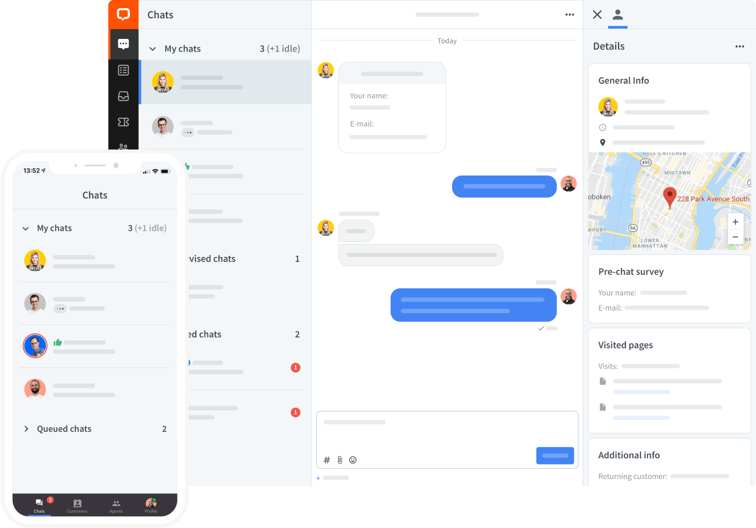 LiveChat App shown on different devices