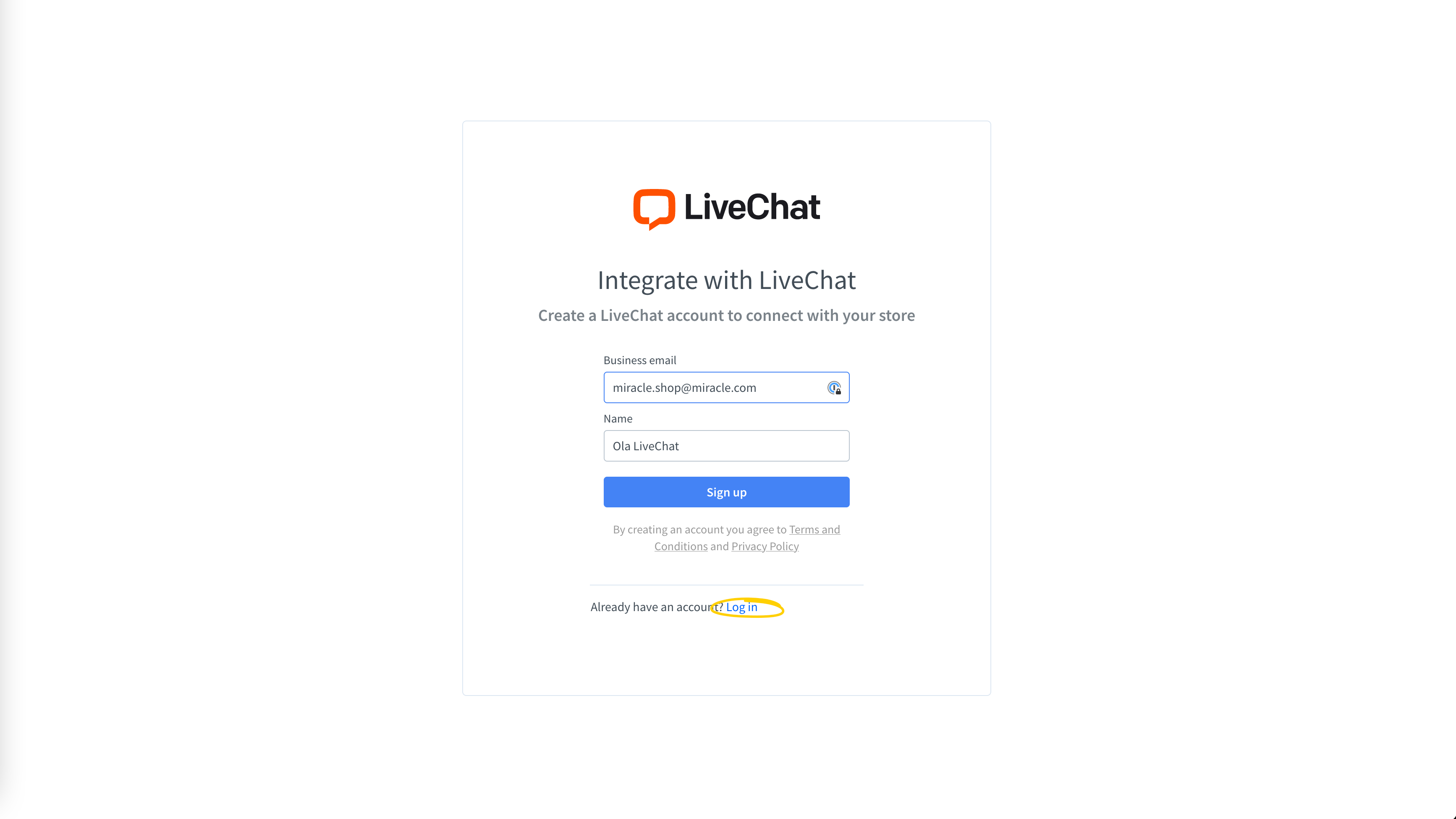 Connect LiveChat account to Shopify app