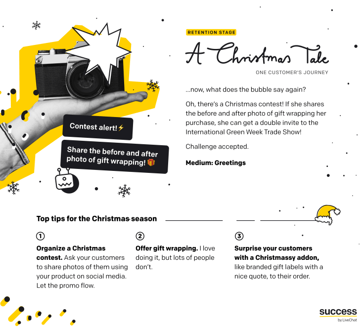 Infographic - “A Christmas Tale - One customer's journey” - Christmas season tips for ecommerce - retention stage