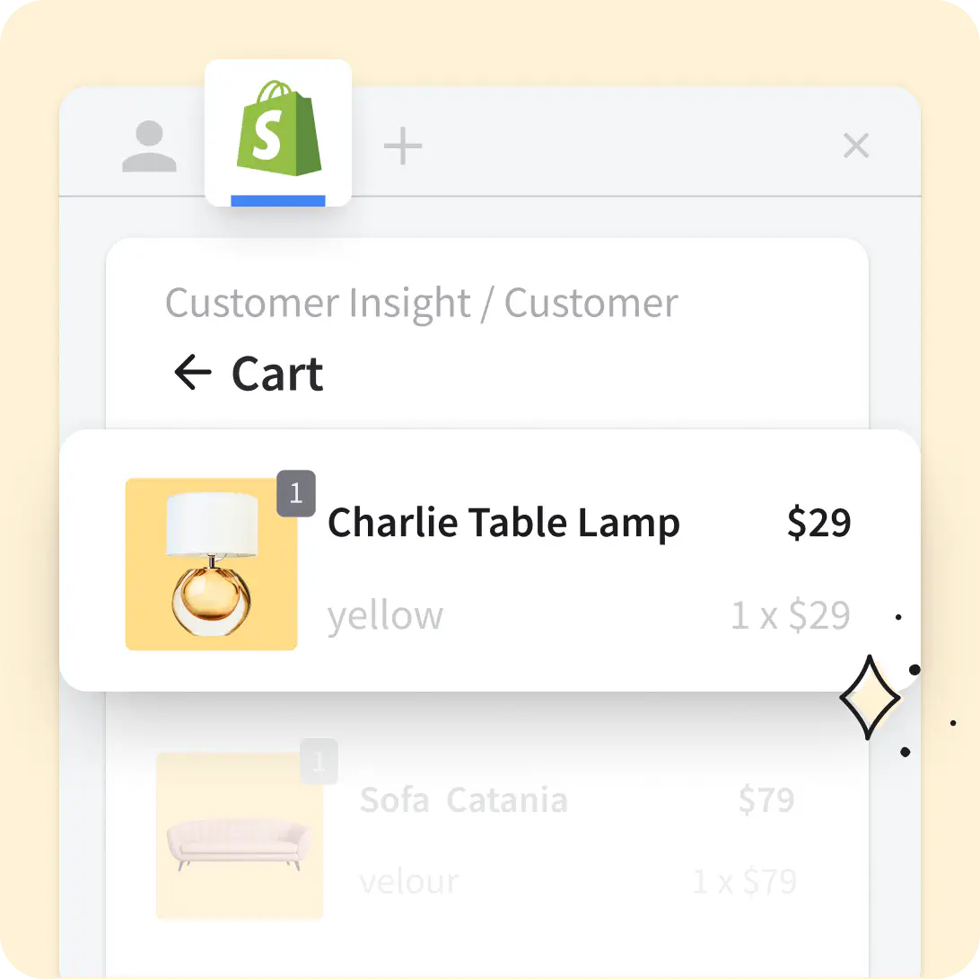Live cart (trolley) view in the LiveChat app screenshot form desktop