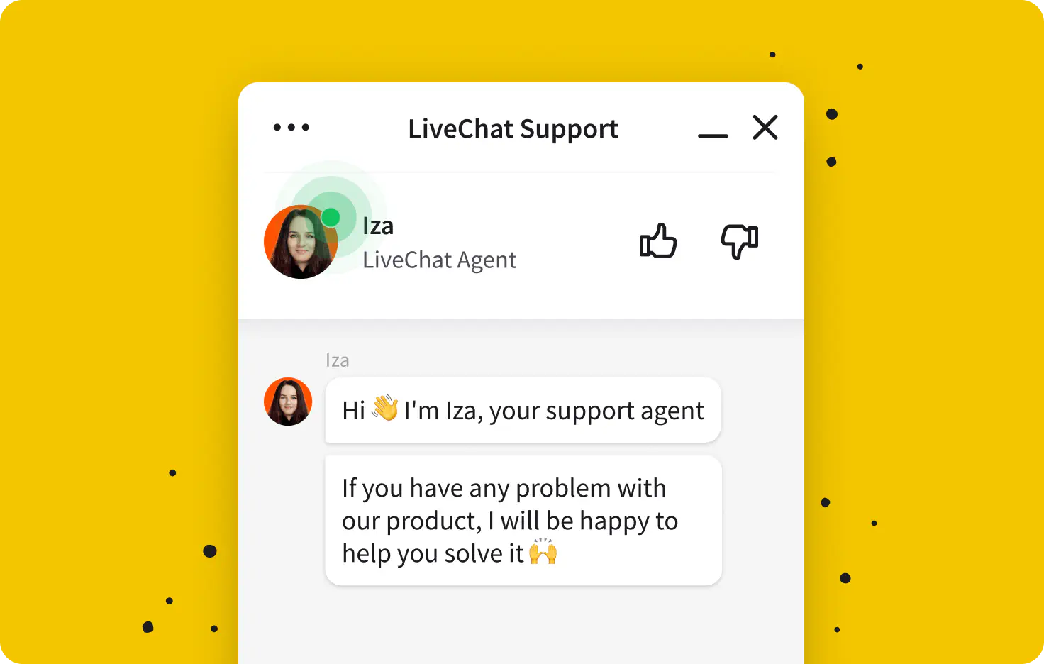 Screenshot of LiveChat on the mobile device with Customer Support available 24/7